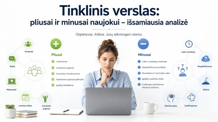 Tinklinis verslas pliusai ir minusai naujokui – išsamiausia analizė